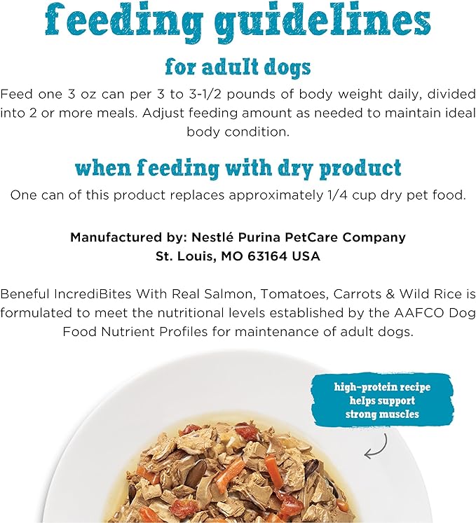 Purina Beneful Small Breed Wet Dog Food With Gravy, IncrediBites with Real Salmon - (8 Packs of 3) 3 oz. Cans - PAWPICO