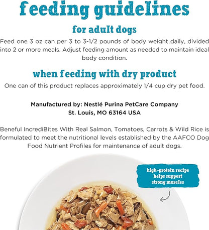 Purina Beneful Small Breed Wet Dog Food With Gravy, IncrediBites with Real Salmon - (8 Packs of 3) 3 oz. Cans - PAWPICO