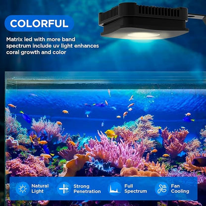 Lominie LED Aquarium Light, Full Spectrum Fish Tank Light, Clip on Saltwater Planted Light Adjustable Gooseneck for Saltwater Coral Fish Tanks, Dimmable Nano Refugium Tank Light Supports Remote WiFi Lominie