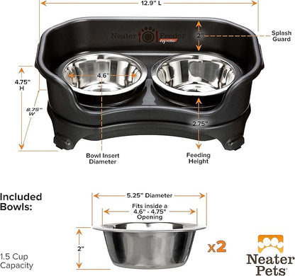 Neater Feeder Express Small Mess Proof Feeder for Small Dogs, 1.5 Cup Stainless Steel Bowls, No Spill, Non-Tip, Non-Slip Dog Bowls. Made in USA - PAWPICO