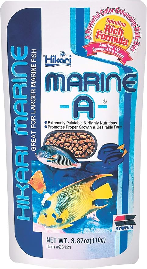 Hikari Marine-A Pellets Fish Food for Larger Marine Fish, 3.87 oz (110g) Hikari