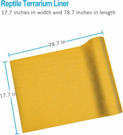 Bearded Dragon Tank Accessories, Reptile Terrarium Liner Substrate for Leopard Gecko, Snake, Lizard and Tortoise, Non-adhesive Reptile Carpet Bedding for Reptile Tank, Yellow Duedusto
