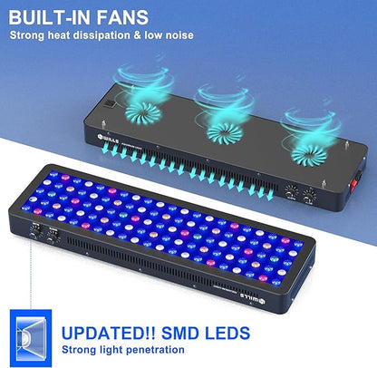 WILLS Aquarium Light, Dimmable Full Spectrum Fish Tank Light with 3 Dimming Modes & 105 Premium SMD Chips, 300W LED Aquarium Plant Light for Saltwater Freshwater Coral Reef (28"x8.5"x2.4") WILLS
