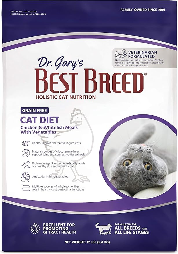Best Breed Dr. Gary's Grain Free Cat Diet Slow-Cooked in USA [Natural Dry Dog Food for All Ages] - 12lbs. - PAWPICO