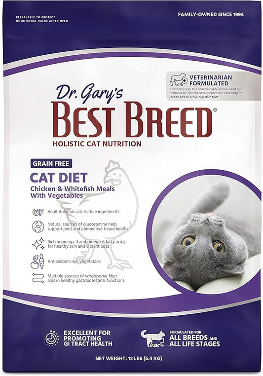 Best Breed Dr. Gary's Grain Free Cat Diet Slow-Cooked in USA [Natural Dry Dog Food for All Ages] - 12lbs. - PAWPICO