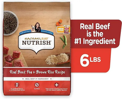 Nutrish Rachael Ray Premium Natural Dry Dog Food with Added Vitamins, Minerals & Taurine, Real Beef, Pea, & Brown Rice Recipe, 6 Pounds (Packaging May Vary) - PAWPICO