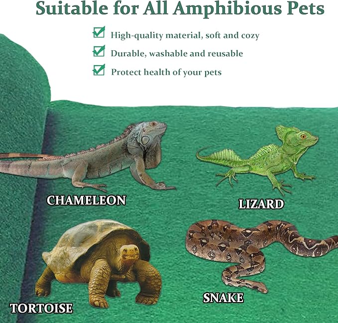 47.2" X 23.6" Reptile Carpet Large Mat Substrate Liner Bedding Reptile Supplies for Terrarium Lizards Snakes Bearded Dragon Gecko Chamelon Turtles Iguana Tfwadmx