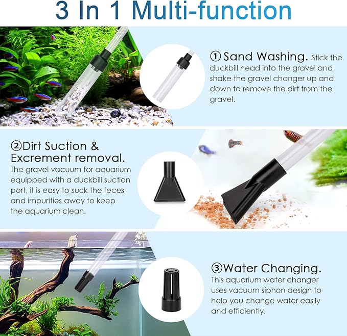 hygger Gravel Vacuum for Aquarium, Aquarium Siphon Vacuum Cleaner for Fish Tank Gravel and Sand Cleaning, Remove Dirt, Water Change, Aquarium Gravel Cleaner with Adjustable Water Flow (M) hygger
