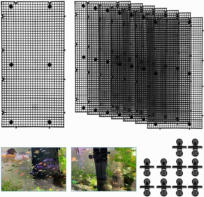 8pcs Fish Tank Divider with 10 pcs Suction Cups DIY Adjustable Aquarium Divider Filter Bottom Fish Tank Isolation Board Egg Crate Weramics