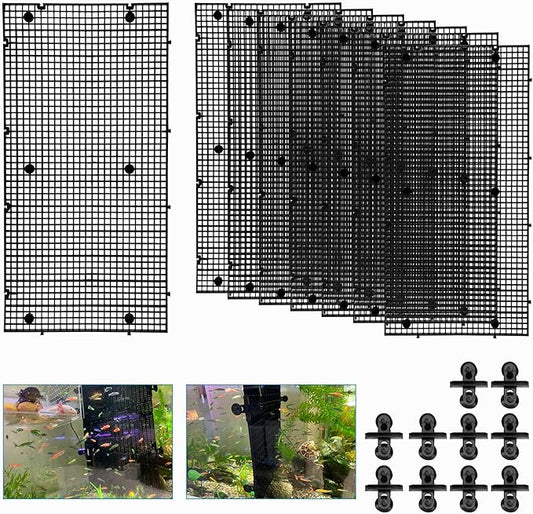 8pcs Fish Tank Divider with 10 pcs Suction Cups DIY Adjustable Aquarium Divider Filter Bottom Fish Tank Isolation Board Egg Crate Weramics