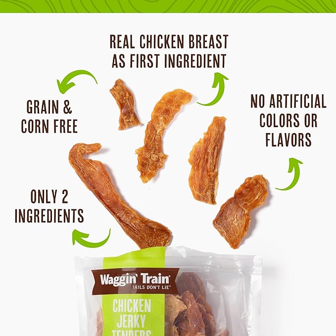Waggin' Train Limited Ingredient, Grain Free Dog Treat, Chicken Jerky Tenders - 11 oz. Pouch (Pack of 2) - PAWPICO