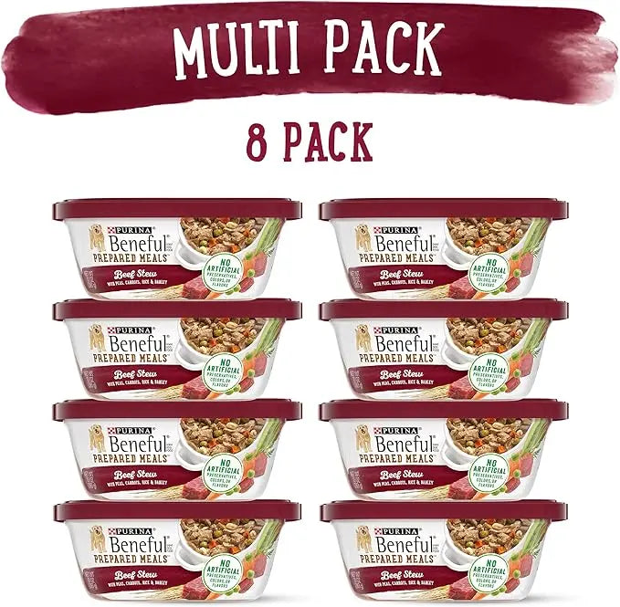 Beneful Purina Gravy Wet Dog Food, Prepared Meals Beef Stew - (8) 10 oz. Tubs (Pack of 2) - PAWPICO
