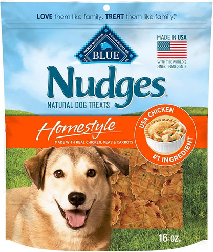 Blue Buffalo Nudges Homestyle Natural Dog Treats, Made in the USA with Real Chicken, Peas, and Carrots, 16-oz. Bag - PAWPICO