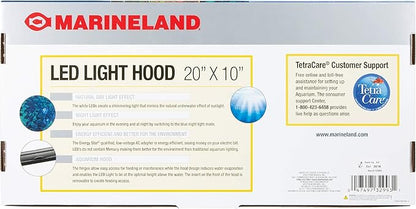 Marineland LED Light Hood For Aquariums, 20 Inches By 10 Inches, Natural Shimmering Light With Night Light Effect Marineland