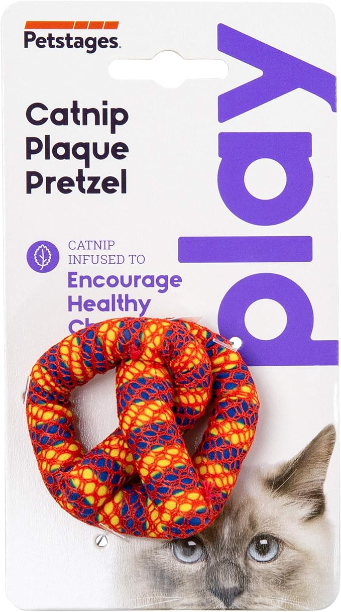 Catstages Catnip Plaque Away Pretzel Dental Cat Chew Toy - PAWPICO