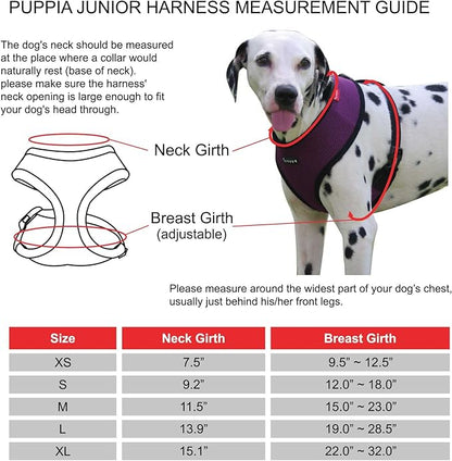 puppia Junior Over-The-Head Dog Harness Checkered Pattern No Choke No Pull Adjustable Chest Belt Walking Training for Small and Medium Dog, X-Small, Pink PUPPIA