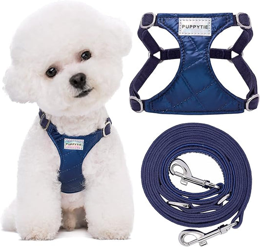 Puppytie No Pull xs Dog Harness with Multifunction Dog Leash,Soft Adjustable No Choke Escape Proof Pet Harness Vest,Glossy Sapphire Blue,XS Puppytie