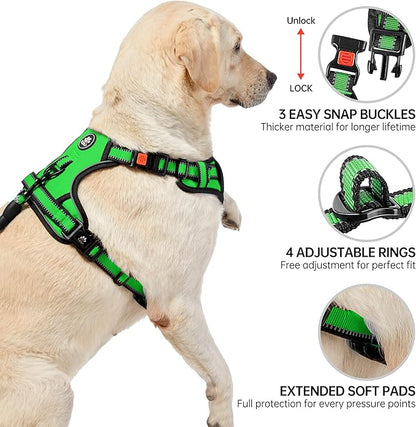 NESTROAD Dog Harness, Adjustable Oxford Harness with Leash, Reflective No-Choke Pet Vest with Easy Control Handle (M, Fluorescent Green) NESTROAD