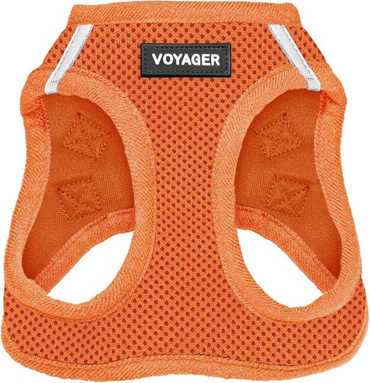 Voyager Step-in Air Dog Harness - All Weather Mesh, Reflective, No Pull Harness for Small, Medium Dogs, Cats - Secure with Hook & Loop Fastener, Buckle, Double D-Rings - Orange, S BestPetSuppliesLLC