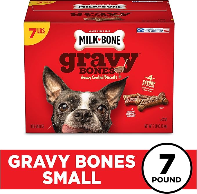 Milk-Bone Gravy Bones Dog Treats with 4 Savory Meat Flavors Coated in Gravy, 7 Pound - PAWPICO