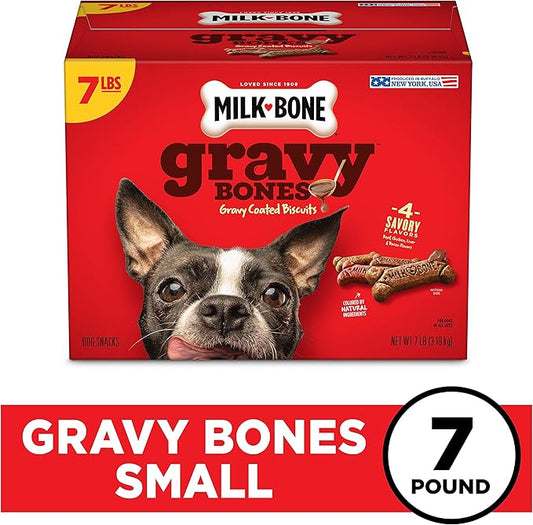 Milk-Bone Gravy Bones Dog Treats with 4 Savory Meat Flavors Coated in Gravy, 7 Pound - PAWPICO