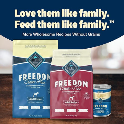 Blue Buffalo Freedom Grain-Free Dry Dog Food, Complete & Balanced Nutrition for Adult Dogs, Made in the USA With Natural Ingredients, Chicken & Potatoes, 24-lb. Bag - PAWPICO