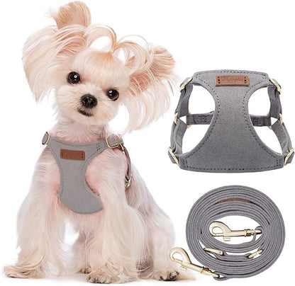 Puppytie No Pull xs Dog Harness with Multifunction Dog Leash,Soft Adjustable No Choke Escape Proof Pet Harness Vest,Silver Grey,XS Puppytie
