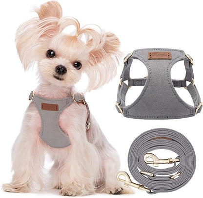 Puppytie No Pull XXS Puppy Harness with Multifunction Dog Leash,Soft Adjustable No Choke Escape Proof Pet Harness Vest,Silver Grey,XXS Puppytie