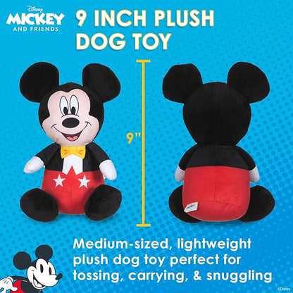 Mickey Mouse Plush Squeaky Dog Toy 9in | Disney Dog Toys | Plush Squeaker Toy for Dogs Inspired by Mickey Mouse, Disney Mickey and Friends - PAWPICO