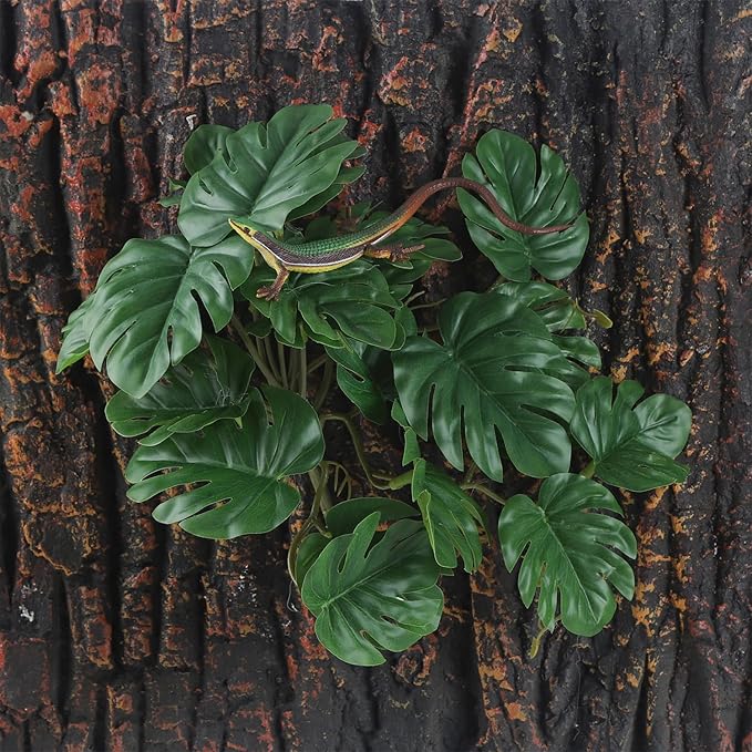 Fake Reptile Plants for Reptile Terrarium Plants, Reptile Plant Décor, Turtle Tank Plants with Suction Cup IBWell
