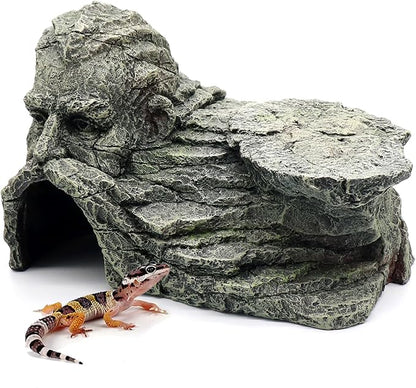 Reptile Rock Basking Platform, Gecko Hide Cave Hiding Place, Snake Cave and Hides for Reptiles, Amphibians, and Small Animals, Lizards relaqcc