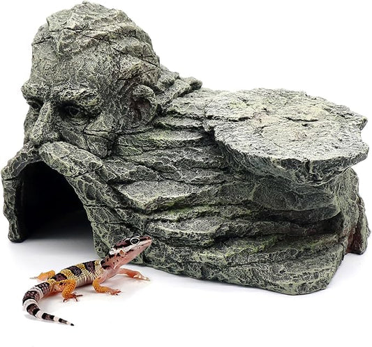 Reptile Rock Basking Platform, Gecko Hide Cave Hiding Place, Snake Cave and Hides for Reptiles, Amphibians, and Small Animals, Lizards relaqcc