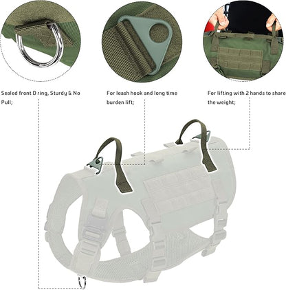 Forestpaw Tactical Dog Harness for Large Dogs,Tactical Dog Collar with Bungee Leash Set,No Pull Military Dog Harness for Dog Walking Training,Adjustable for Medium Large Dogs,Green M Forestpaw