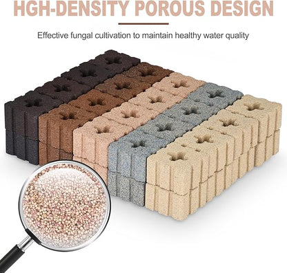 Aquarium Filter Media 40pcs Bio Ceramic Brick for Marine and Freshwater Aquarium Canister Filter Pond Fish Tank (1.8" x 1.8" x 1.1") RealPlus