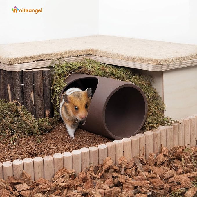 Niteangel Ceramic Hamster Tunnel & Tubes Hideout: for Dwarf Robo Syrian Hamsters Mice Rats or Other Small Animals (Tunnel - Large) Niteangel