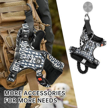 NESTROAD No Pull Dog Harness,Adjustable Oxford Dog Vest Harness with Leash,Reflective No-Choke Pet Harness with Easy Control Soft Handle for Small Dogs(Small,Vintage Blue) NESTROAD