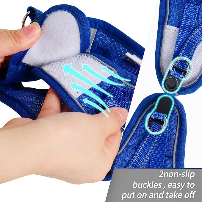 Dog Harness for Small Dogs, Small Dog Harness and Leash Set, Honeycomb Grid, Reflective Lightweight Harness & Anti-Twist Pet Lead,Dog Harness(Multi Color, Size: XS-S-M) (XS, Sapphire Blue) PAWPICO