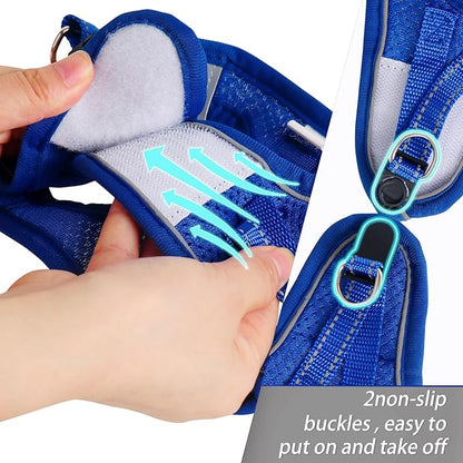 Dog Harness for Small Dogs, Small Dog Harness and Leash Set, Honeycomb Grid, Reflective Lightweight Harness & Anti-Twist Pet Lead,Dog Harness(Multi Color, Size: XS-S-M) (XS, Sapphire Blue) PAWPICO