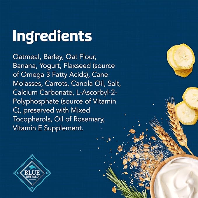 Blue Buffalo Health Bars Crunchy Dog Biscuits, Oven-baked Dog Treats Made with Natural Ingredients, Bananas & Yogurt, 16-oz Bag - PAWPICO