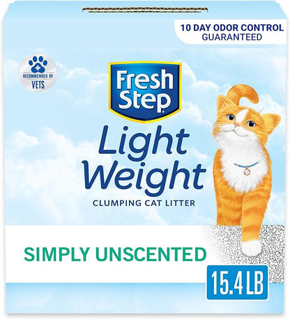 Fresh Step Simply Unscented Light Weight Clumping Litter, Fresh Step Unscented Cat Litter With Activated Charcoal Technology, 15.4 lb. Box - PAWPICO