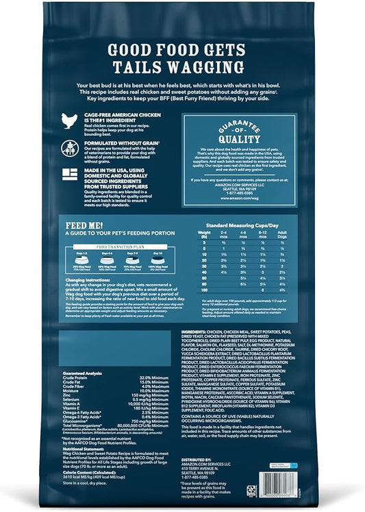 Amazon Brand - Wag Dry Dog Food Chicken & Sweet Potato, Grain Free 24 lb Bag - PAWPICO