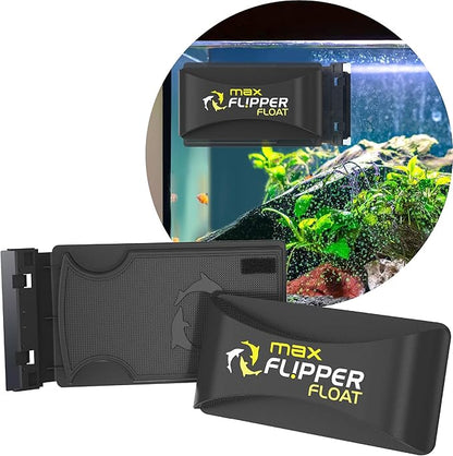 FL!PPER Flipper Cleaner Float - 2-in-1 Floating Magnetic Aquarium Glass Cleaner - Fish Tank Cleaner - Scrubber & Scraper Aquarium Cleaning Tools – Floating Fish Tank Cleaner, Max FLPPER