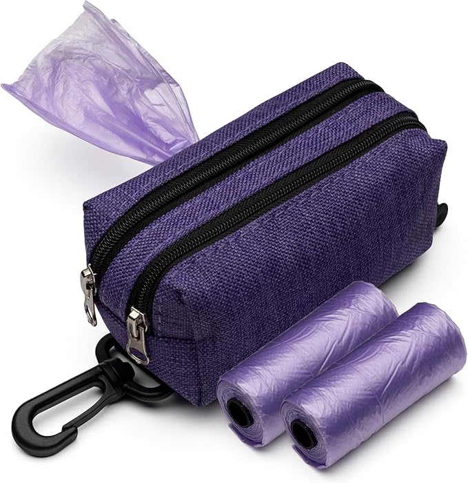 Premium Dog Poop Bag Holder for Leash - Convenient Dog Poop Bag Dispenser with Durable Design - Stylish Accessory for Easy Cleanup - Ideal for Dogs, Puppies, and Outdoor Walks - Purple - PAWPICO