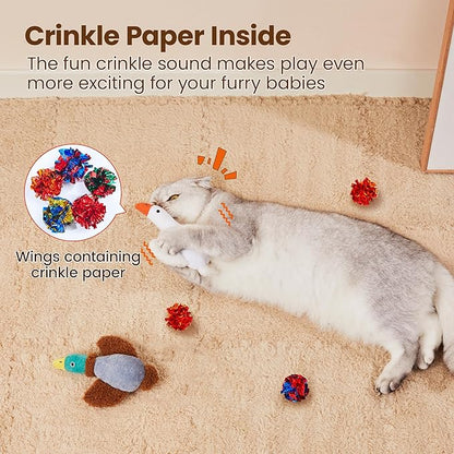 Potaroma Birds Cat Toys, 2 Pack Catnip Toys Soft Durable, Crinkle Sound Kicker Toys for Interactive Indoor Kitten Exercise 6.5 Inches for All Breeds - PAWPICO