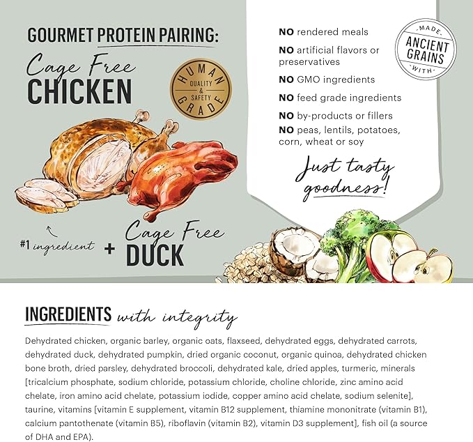 The Honest Kitchen Dehydrated Gourmet Grains Chicken & Duck Dog Food, 10 lb Box - PAWPICO