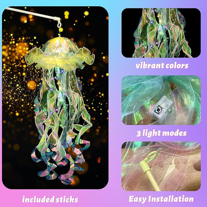 Jellyfish Decorations, 4 Pcs (Yellow) Jellyfish Lanterns - Hanging Jelly Fish Lanterns, for Little Mermaid Ocean Theme Under The Sea Party Decorations & Birthday Decoration, Gifts for Women Girls Baby MEIWUTIE