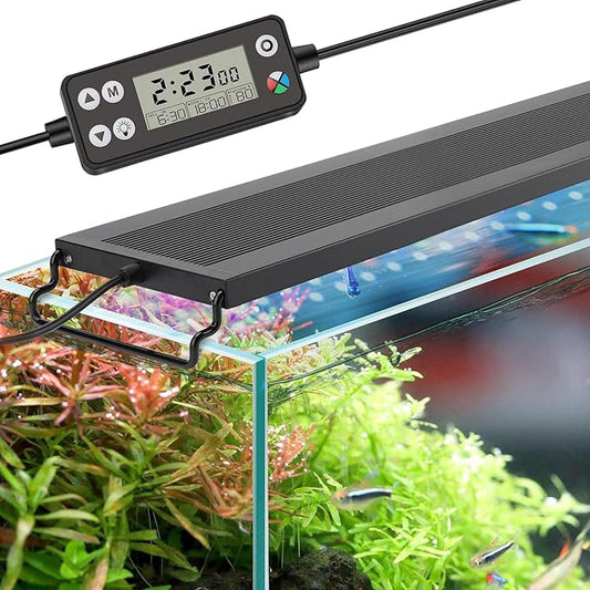 hygger Auto On Off LED Aquarium Light, Full Spectrum Fish Tank Light with LCD Monitor, 24/7 Lighting Cycle, 7 Colors, Adjustable Timer, IP68 Waterproof, 3 Modes for 48"-54" Freshwater Planted Tank hygger