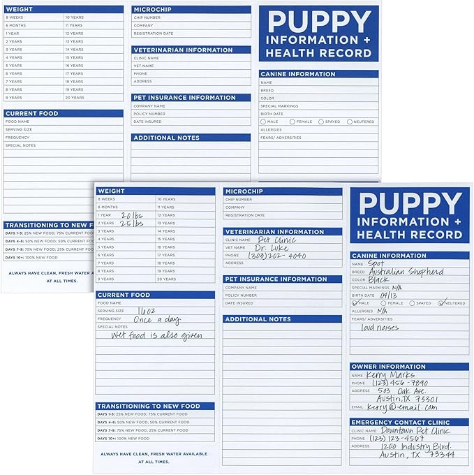 Okuna Outpost 60 Pack Puppy Vaccination Record Cards, Canine Health Record Books for Dogs (Tri-Fold Design, 8.5x11 Inch) Okuna+Outpost