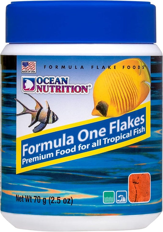 Ocean Nutrition Formula 1 Flake Fish Food 2.5 Ounces (71 Grams) Jar | Saltwater Marine Aquarium Flakes Food for Reef Aquariums | Angelfish Clownfish Damsels Gobies Crabs Shrimp Corals OceanNutrition