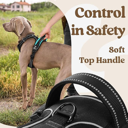 rabbitgoo Dog Harness for Large, No Pull Pet Harness with 3 Buckles, Adjustable Soft Padded Pooch Vest with Instant Control Handle, Easy Walking Reflective Pet Vest for Extra Large Dogs, Black, XL rabbitgoo